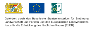 Logos und der Text - Gefördert durchd as Bayrische Staatsministerium für ERnährung, Landwirtschaft und Forsten und den Europäischen Landwirtschaftsfonds für die Entwicklung des ländlichen Raums (ELER).